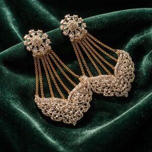 Elegant Gold plated and Zircon stones Earrings
